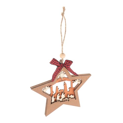 VALICLUD Holz Krippen Ornament Weihnachtsbaum Anhänger Natürliche...