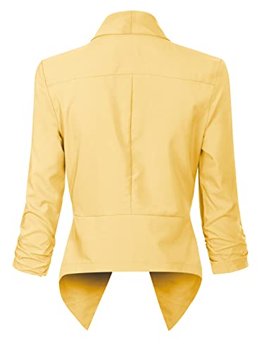 MixMatchy Women's Casual Work Solid Open Front 3/4 Sleeve Blazer Jacket with Plus Size3