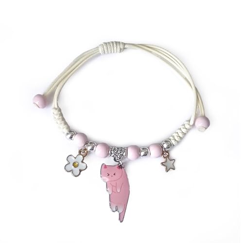 Cute Cat Charm Bracelet Beads Adjustable Braided Bracelet Friendship Birthday Party Kawaii Jewelry Gifts for Women