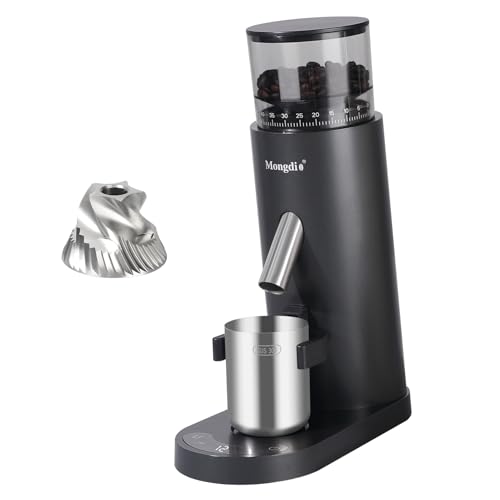 Image of Mongdio Electric Burr Coffee Grinder, Single Dose Burr Coffee Grinder, With 60-Step Grind Settings and 2600mAh Battery, For Drip, French Press, Espresso Moka Pots, Black