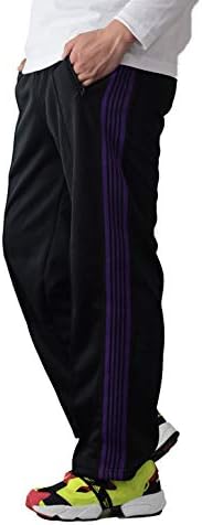 Amazon サイドラインパンツ メンズ ジャージ ワイド ゆったり 太め 5本ライン センタープレス タック 黒 紫 赤 白 ラインパンツ ジャージパンツ タックパンツ ワイドパンツ スラックス トラウザーパンツ カジュアル ストリート スポーツ 韓国系 お洒落 ブラック