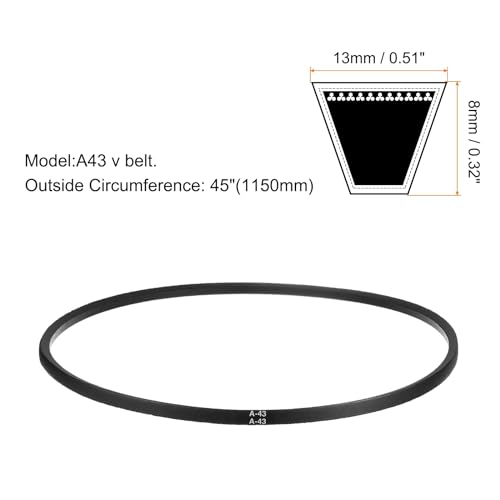 Image of uxcell A43 or 4L450 Classic Wrapped Rubber V-Belt, 43 inch(1100mm) Inside Circumference, A Profile V Belt