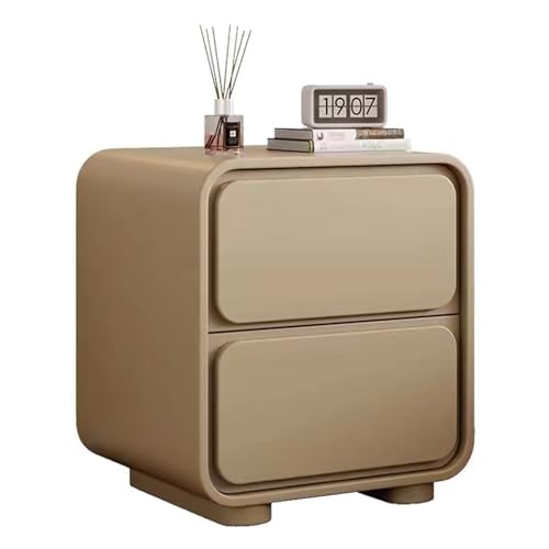 HJYBFA Mesita de Noche compacta Color Caqui con 2 cajones - Madera Maciza Espacio de Almacenamiento Lateral para Dormitorio (pequeña, 50 cm/19,6 Pulgadas)