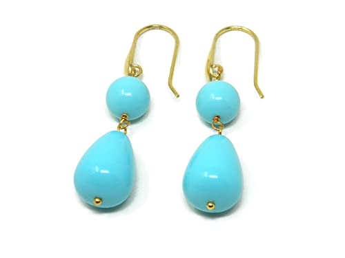 Boucles d'oreilles turquoise en argent doré pour vos soirées d'été