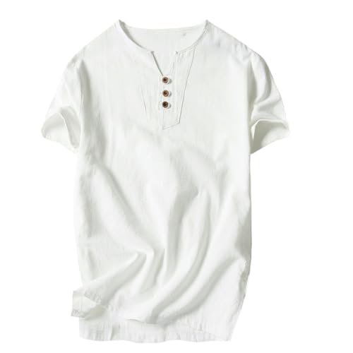 Chemise d'été homme manches courtes coton lin style japonais