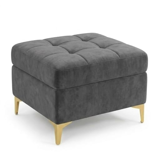 Image of FURNY Homeliving 4 Seater L Shape Sofa Set with Movable Ottoman & Golden Legs | Flexible Left or Right Layout | Plush Velvet Fabric (Dark Grey) | Perfect for Living Room, Guest Room & Office