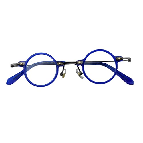 Image of Blue Light Blocking Glasses Computer Game Vintage Small Round Acetate Eyeglasses Frames