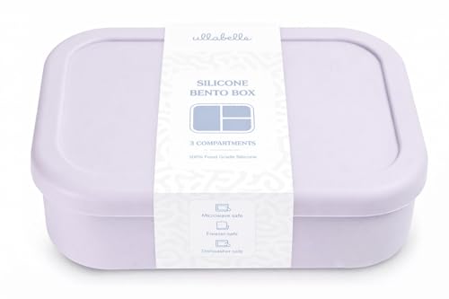 Image of Kids Bento Box - 3 Compartments, Leakproof Lunch Box, BPA-Free Snack Container, Divided Lunch Box for Toddlers & Kids, Dishwasher Safe, Easy to Clean (Lilac)