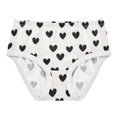 Soft Girls' Panties Organic Underwear for Young Girls Black Heart in Sizes 2T,3T, 4T, 5T, 6Y and 8Y