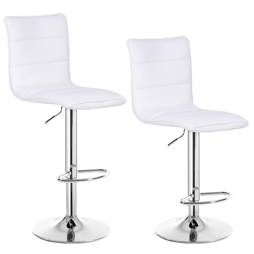 WOLTU Tabourets de Bar Lot de 2, Chaise Cuisine Reglable en Hauteur, Tabouret Haut Pivotants avec Dossier et Repose-Pieds, pour Cuisine, Salle à Manger, en...