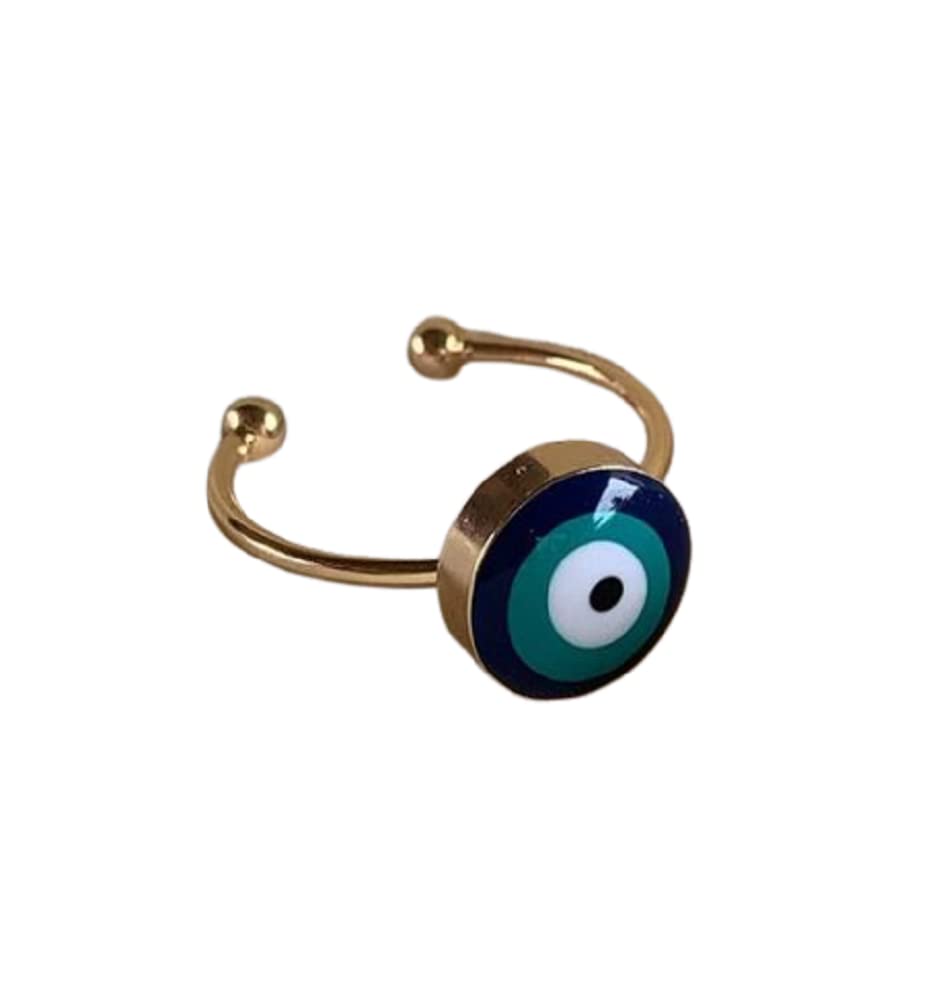 Once&More Stainless Steel Enameled Evil Eye Nazar Battu Adjustable Finger Rings For Girls/Women | Fashion Evil Eye Rings (Blue) (B0BC6DYKSB) Amazon Price History, Amazon Price Tracker