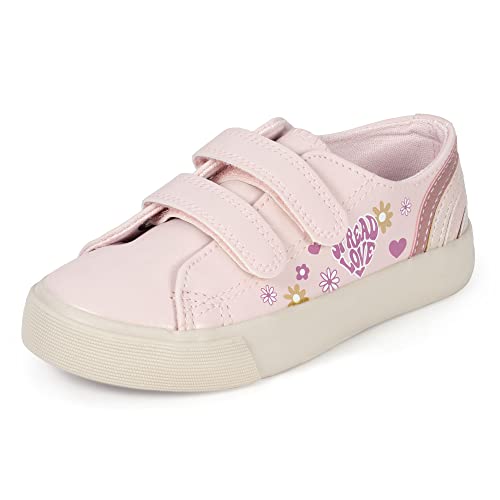 Girls Fashion Sneakers Adjustable Vegan Leather Anti-Slip Walking Shoes for Little Girl Comfortable Cute Pink Soft Kid Shoes