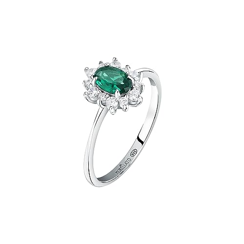 Caratteristiche: Anello in argento 925‰ taglia 16 contraddistinto da un luminoso zircone verde smeraldo centrale.