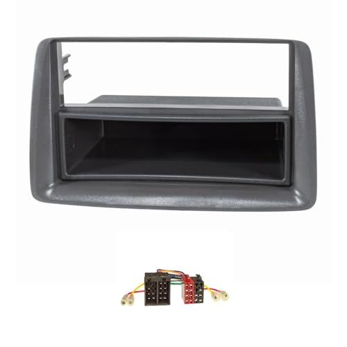tomzz Audio 2414-040 Conjunto de Panel de Radio Compatible con Fiat Panda 169 Antracita con Adaptador de Radio ISO