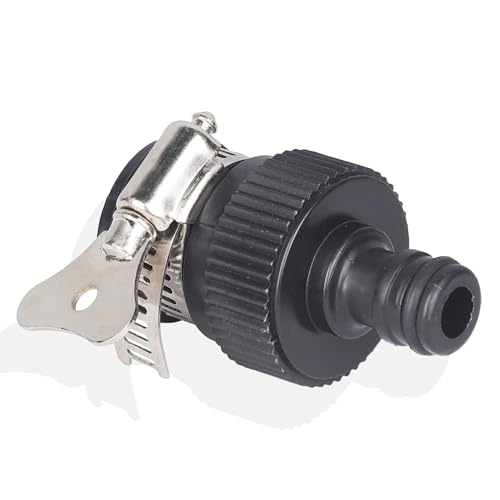 Garbnoire Heavy Duty Hose Pipe Fitting Standard Size 1/2 Inch Tap Connector for Garden Water Pipe & Car, Bike Washing Accessories | Universal Adjustable Adapter Suitable Connecting Hose Pipe (Black)