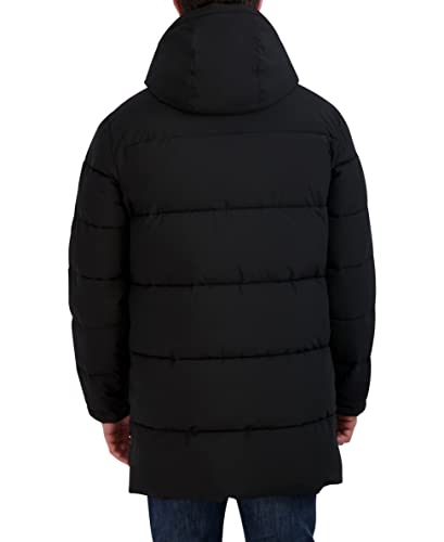 Image of HFX Men's Water Resistant Jacket Long Sleeve Zip Up Heavyweight Hood Quilted Stretch Parka Coat