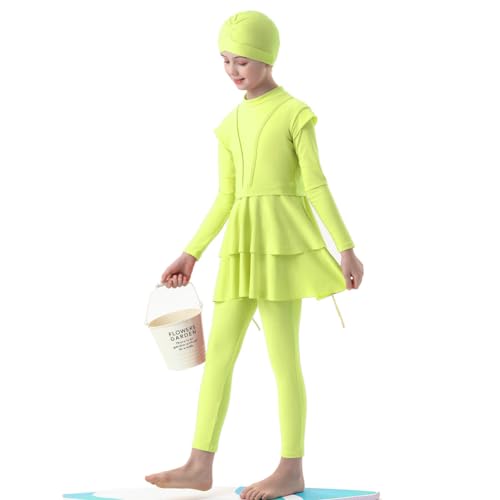 Muslim Swimsuits for Girls Kids Butterfly Islamic Swimwear Burkini Full Cover Hijab Top Pants Swim Costume Bathing Suit - Main Image