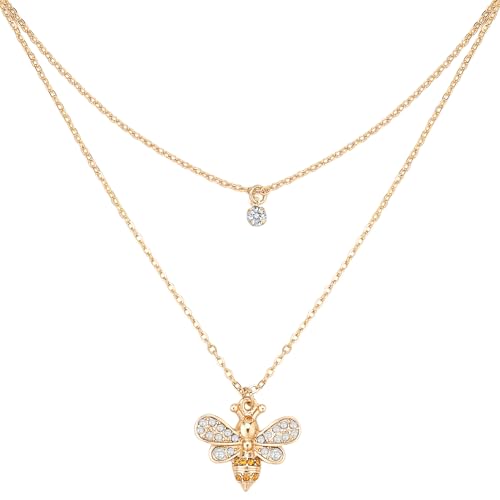 Bee Necklaces for Women Girls 14K Gold Plated Bee Pendant Necklaces Long Dainty Gold Necklace Trendy Necklaces Jewelry Gifts