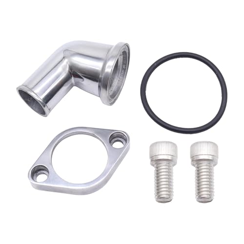 OXCANO 15 Degree For sbc water neck Swivel Aluminum Thermostat Housing Water Neck Polished Compatible with Chevrolet SBC BBC 327 350 454 396 ect Water Neck Thermostat Housing