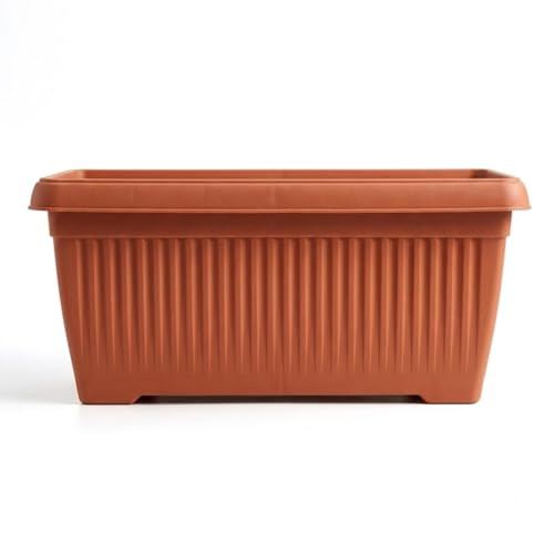 Image of Bello Rectangle 30cm Terracotta Plastic Planter | Rectangular Flower Pot for Home & Garden (Pack of 3)