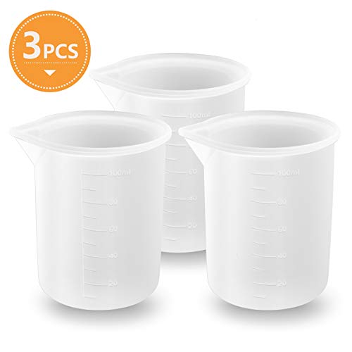 Timoo 3 PCS 100 ml Silicone Measuring Cups for Resin Non-Stick Mixing Cups