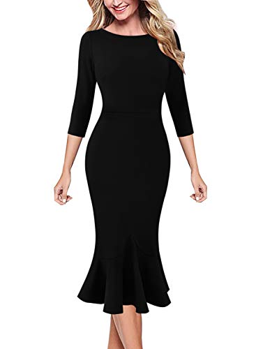 VFSHOW Womens Elegant Vintage Cocktail Party Mermaid Bodycon Midi Mid-Calf Dress