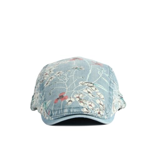 Image of Quanhaigou Unisex Denim Newsboy Hats Flat Ivy Gatsby Cabbie Driving Berets Hat Cotton Dad Cap for Men Women