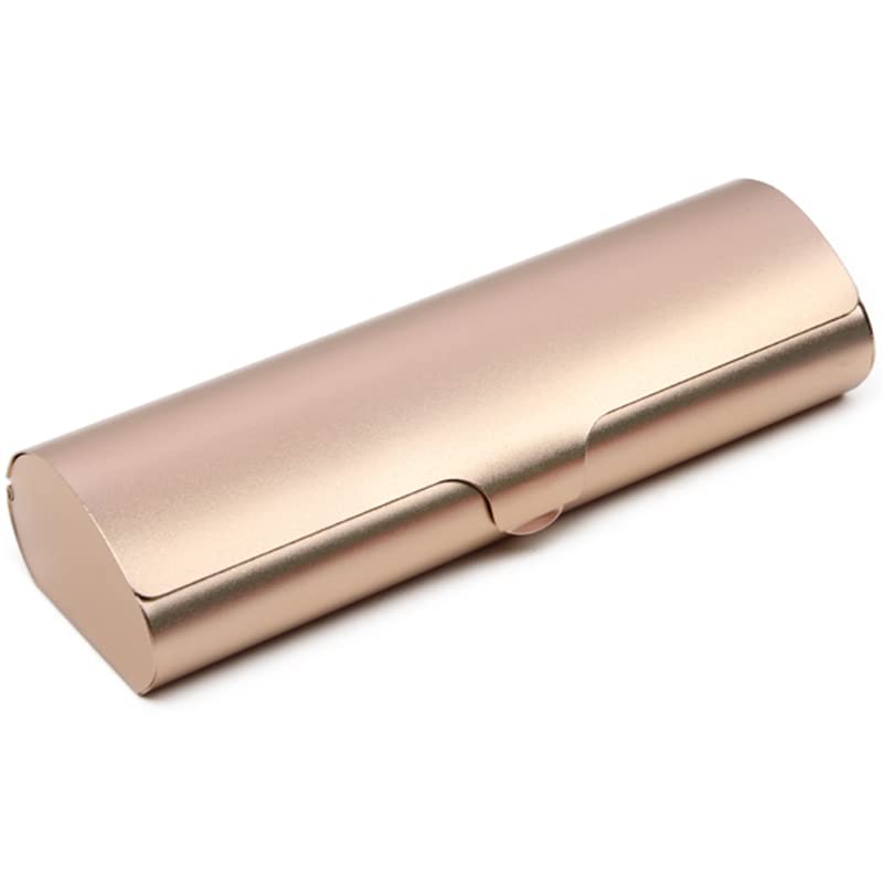 WOMLEX Custodia per occhiali in alluminio leggero con finitura metallica, custodia per occhiali in lega ottica opaca, gold, L