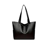 Genérico Bolso de mano vintage gran capacidad, estilo retro vegano, bolso informal for mujer, ideal for desplazamientos diarios(Black B)