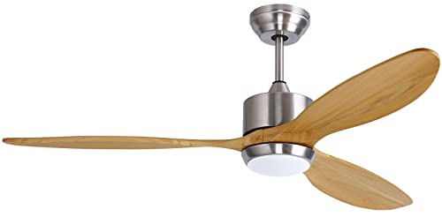 Ovlaim 60 inch Led Ceiling Fan,WIFI Dimmable DC Motor Ceiling Fan with Light Smart Wood Ceiling Fan with Remote Control,Compatible with Alexa,Google Home App (Burlywood)
