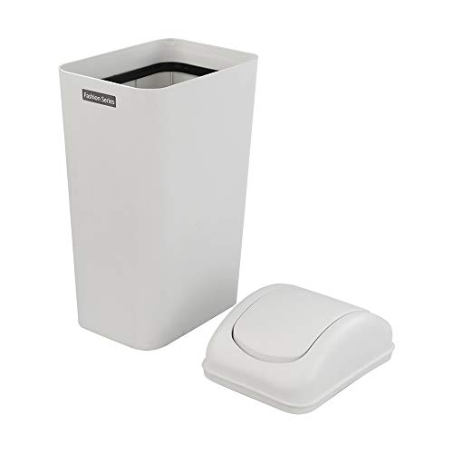Cand 14 L Plastic Trash Can, Slim Swing Lid Trash Bins(Light Grey) #TOP5