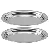 DECORNIJIA 2個 加厚ステンレス製楕皿 耐熱軽量オーバルプレート 食事会やパーティーに 家用ディナープレート スタッキング可能で収納便利