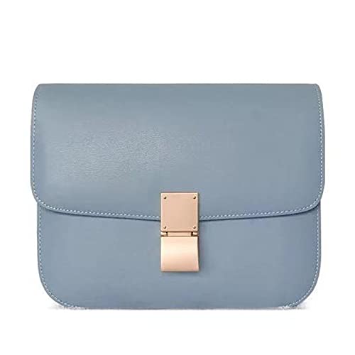 Shoulder Bags Factory Genuine Leather Women Bag Design Handbag Purse Brand Fashion Mini Pink Crossbody Tofu Bag for Women 2020 Summer By ZZYY (Color : Haze Blue - Large)
