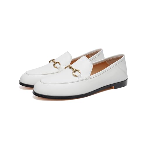 Image of Vertundy Loafers for Women White Penny Loafer Comfortable Slip On Dressy Casual Business Work Office Shoes