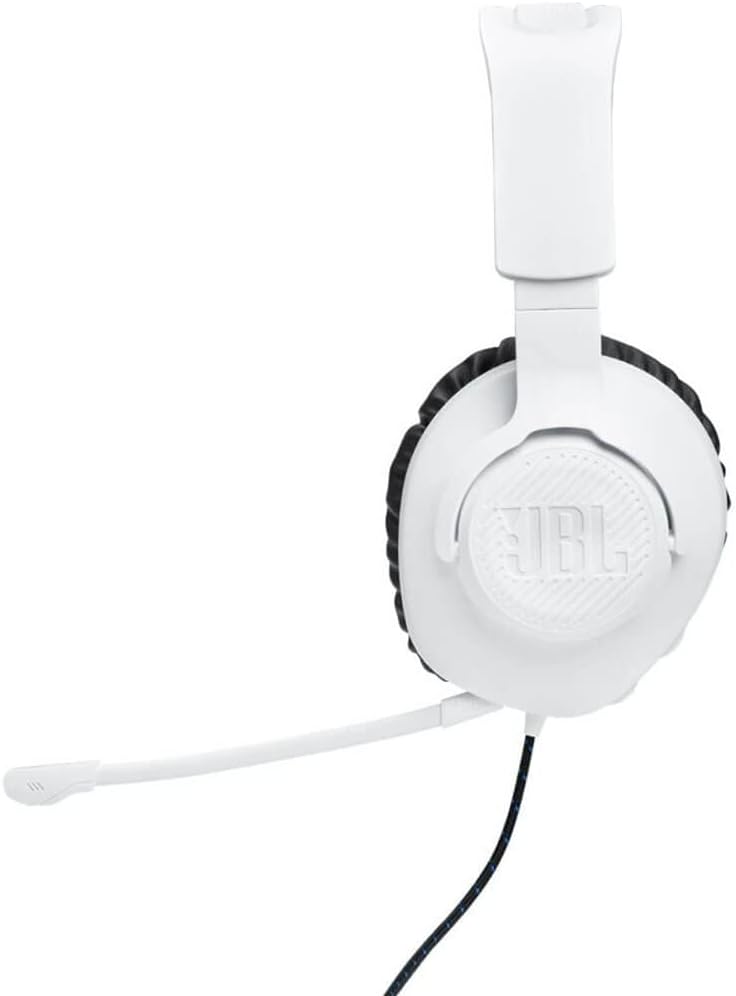 JBL Quantum 100P - Wired Over-Ear Gaming Headset with Detachable Mic QuantumSOUND Signature Memory Foam Comfortable Support Windows Sonic Surround Sound (White)