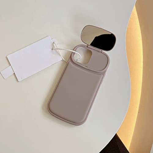 Coque silicone souple iPhone XR protection caméra coque arrière gris avec miroir rabat