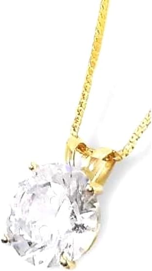 SOLID 18kt Round Diamond Solitaire Pendant 18k Gold Diamond Pendant Necklace 1.5 carat Diamond Necklaces for women DIAMOND Jewelry HANDMADE Birthday gift for Mom Anniversary (Solid 18k Yellow Gold)