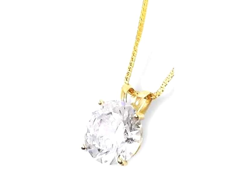 SOLID 18kt Round Diamond Solitaire Pendant 18k Gold Diamond Pendant Necklace 1.5 carat Diamond Necklaces for women DIAMOND Jewelry HANDMADE Birthday gift for Mom Anniversary (Solid 18k Yellow Gold)