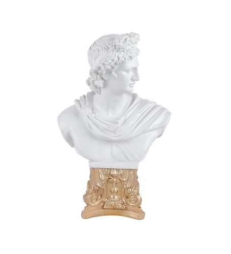 Image of Sankalan's Classical Roman Bust Statue, White and Gold, Decorative Home Accent