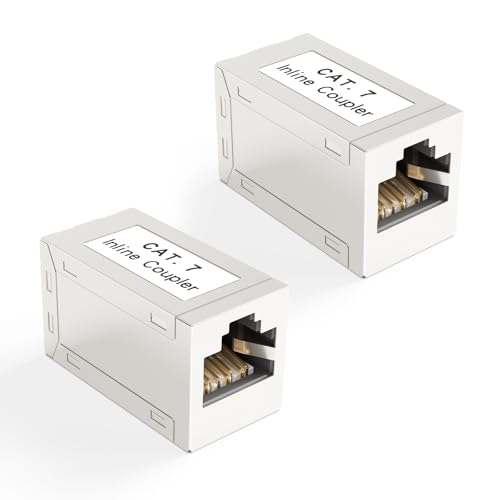 VCELINK RJ45 Kupplung Cat7, Vergoldet Lan Verbinder, Lan Kabel Verl&auml;ngerung, Lan Adapter 10 Gigabit f&uuml;r Ethernet Kabel, Netzwerkkabel, Patchkabel Cat7 Cat6A Cat6 Cat5e Cat5 Geschirmt 2 St&uuml;ck