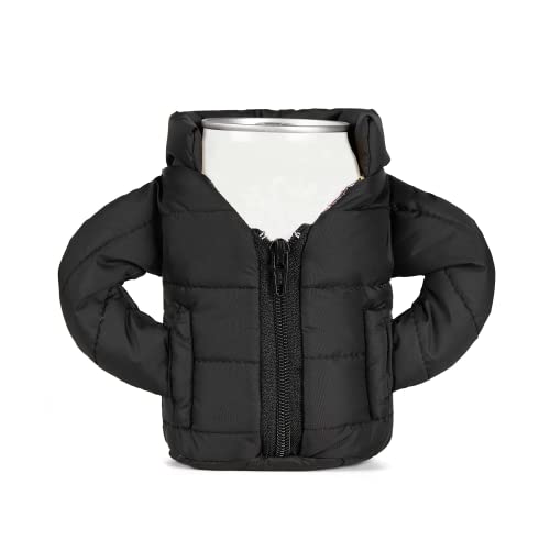 Enfriador de lata, enfriador de cerveza, chaqueta de bebidas refrigerantes, abrigos de cerveza creativos, regalos de cerveza para hombres y mujeres amantes de la cerveza (negro)