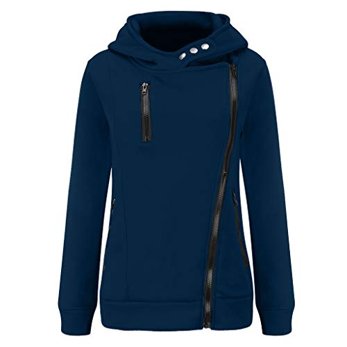 Preisvergleich Produktbild GOKOMO Jacke Damen Sweatjacke Hoodie Sweatshirtjacke Pullover Oberteile Kapuzenpullover Reißverschluss Herbst und Winter Warm(Navy Blue,XX-Large)