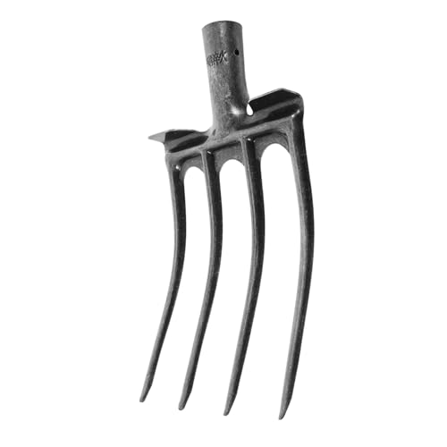 Gogogmee Steel Garden Fork Replacement Head 4 Tines Heavy Duty Digging Fork for Farm Yard Stable Tool Manure Handling Fork