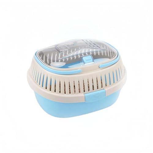 モルモット用キャリーケース・透明・通気性・持ち運び便利・お出かけ・旅行 | 小動物用 | 大きめサイズ | お手入れ簡単 | 【帰省・移動用】 (S,ブルー)