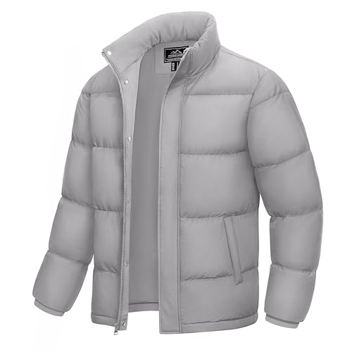 MAGCOMSEN Mens Puffer Jacket Winter Insulated Down Jacket Windproof Water Resistant Warm Bubble Coat with Zip Pockets