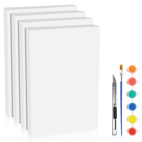 LuckyFoam White 4 Pack 12x7.5x1 inch Foam Sheets 1 Inch Thick Polystyrene Rectangles XPS Foam Board Craft for Insulating DIY Modeling Art Supplies