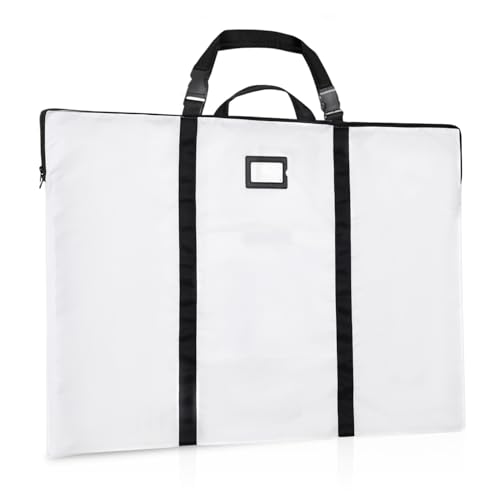 WISEPRO ドキュメントファイル パネルバッグ 大判 A1 サイズ ポスター収納 アート 手提げ 肩掛け 書類バッグ 図面ケース 61×91cm トートバッグ 大容量 名刺入れ・ポケット付 製図板用 作品収納 (ホワイト)