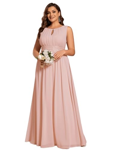 Image of Ever-Pretty Plus Women's Round Neck Sleeveless Empire Waist Maxi Plus Size Formal Gowns Bridesmaid Dresses