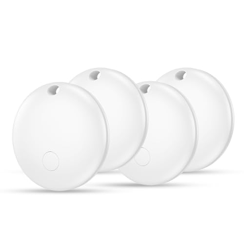 Air Android Smart Tag Blanco 4 Pack - Localizador Bluetooth Tracker Funciona con Apple Buscar y Google Find My Device, Rastreador GPS Impermeable para Llaves, Carteras y Maletas, Batería Reemplazable