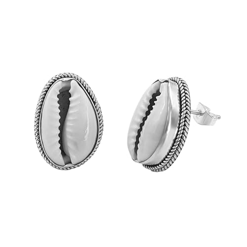 Bijou de plage bohème avec boucles d'oreilles cauri argent